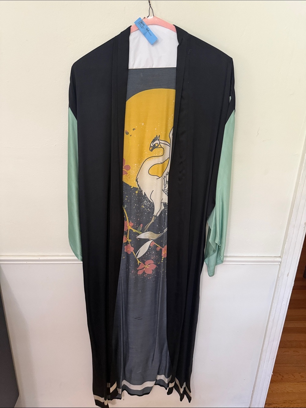 Free People Moon Dance Maxi Robe Kimono Crane Print - One Size - Picture 6 of 8